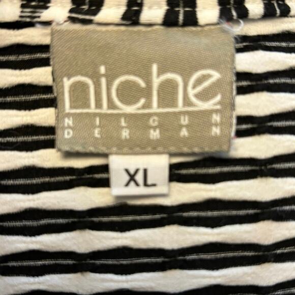 Niche Nilgun Derman Size XL Textured Tunic Top Lagenlook Black White Made in USA - Picture 3 of 4